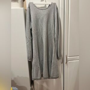 Dress, Aline, J Crew.  Silver Lurex. Long sleeve